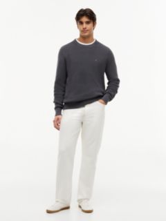 Mixed-Knit Crewneck Sweater — Washed Black 2