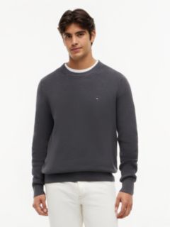 Mixed-Knit Crewneck Sweater — Washed Black 1