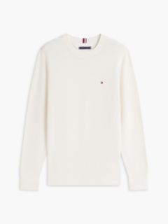 Mixed-Knit Crewneck Sweater — Rich Cream 5