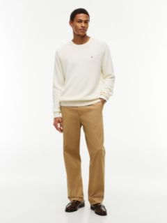 Mixed-Knit Crewneck Sweater — Rich Cream 2