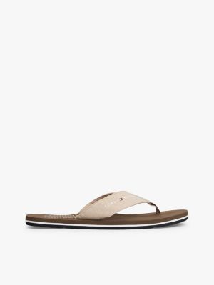 Chambray Linen Flip-Flop, Beige