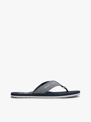 Chambray Linen Flip-Flop, Navy