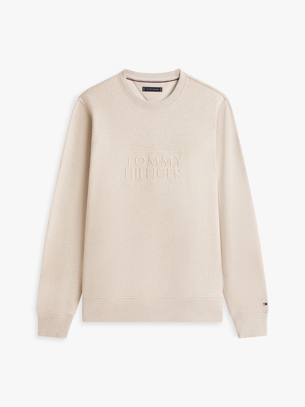 Embroidered Logo Terry Sweatshirt — Beige
