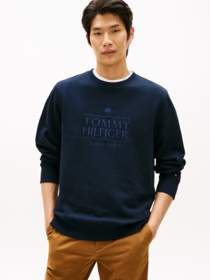 Embroidered Logo Terry Sweatshirt, Navy