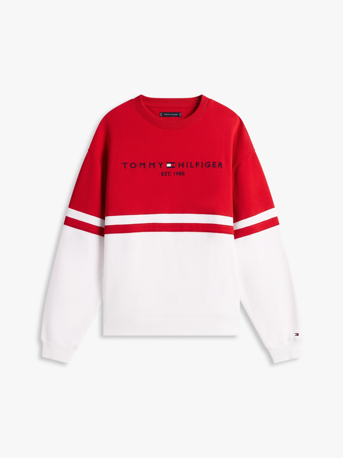 Tommy Logo Colorblock Sweatshirt — White/Red Colorblock