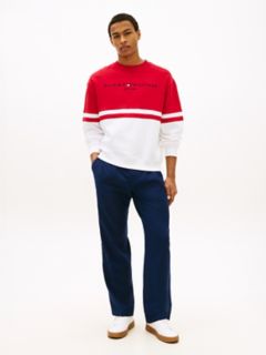 Tommy Logo Colorblock Sweatshirt — White/Red Colorblock 2