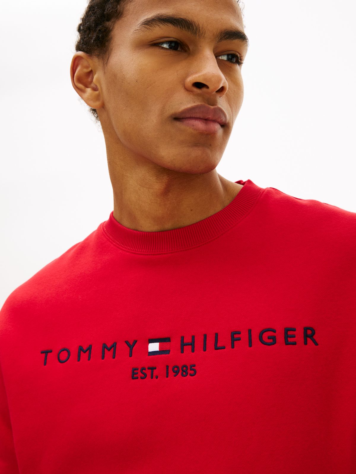 Tommy Logo Colorblock Sweatshirt — White/Red Colorblock
