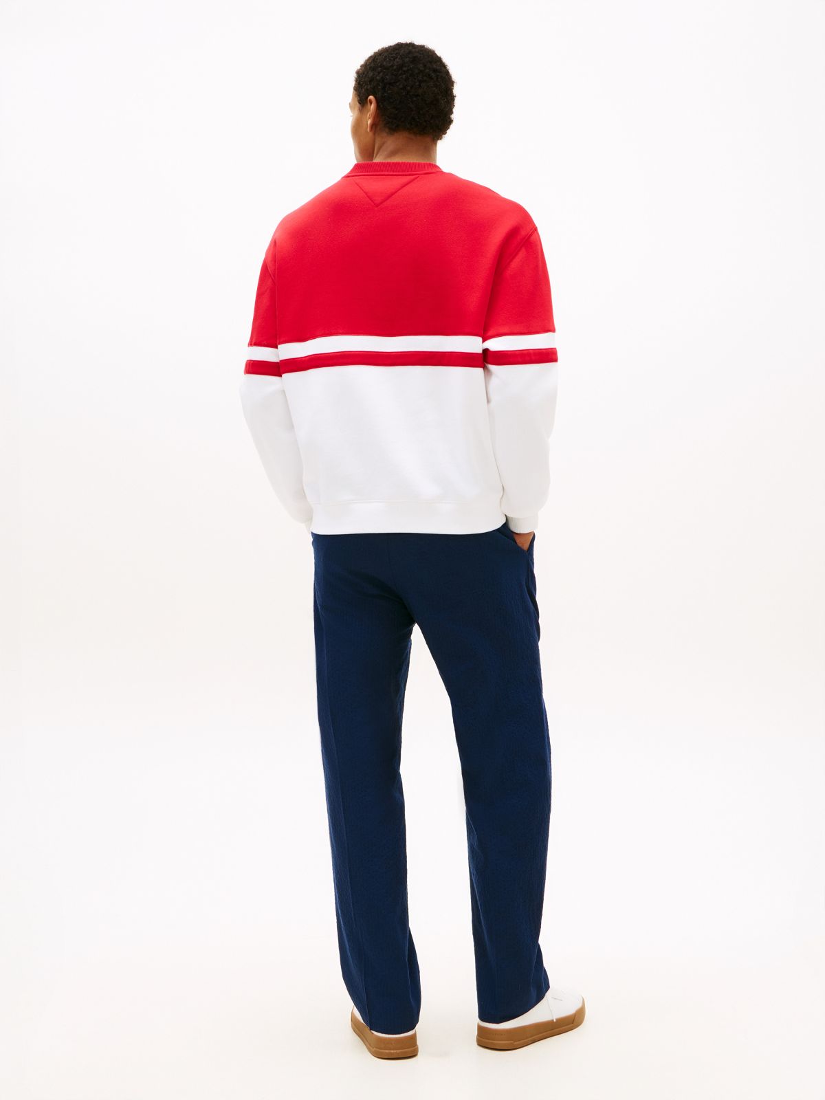 Tommy Logo Colorblock Sweatshirt — White/Red Colorblock
