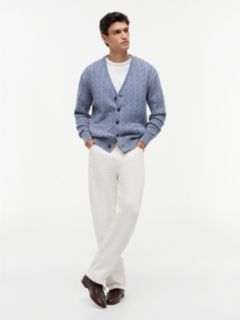 Garment-Dyed Cable Knit Cardigan — Brisk Blue 2