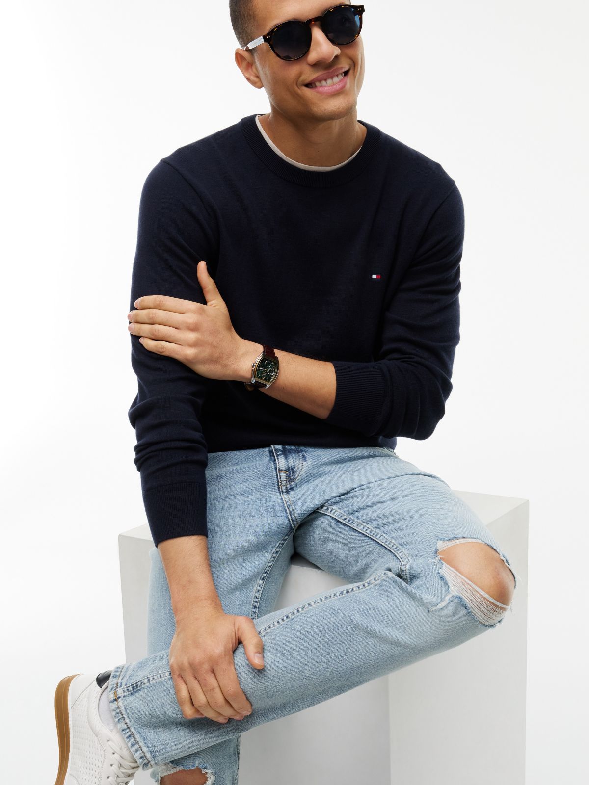Lightweight Stretch Slim Jean — Light Wash Destroy Denim