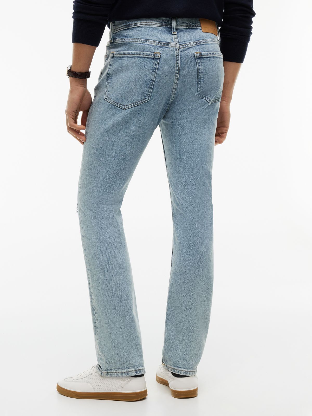 Lightweight Stretch Slim Jean — Light Wash Destroy Denim