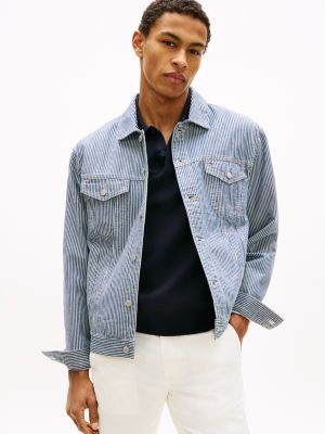 Classic Denim Jacket, Navy/Ecru Stripe