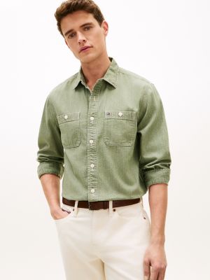 Relaxed Fit Denim Shirt, Coastal Green
