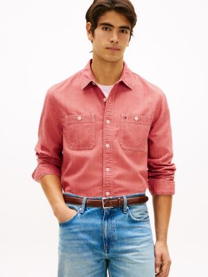 Relaxed Fit Denim Shirt, Vintage Red