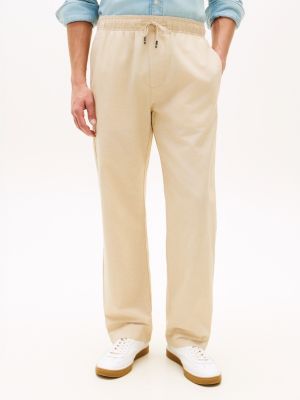 Cotton-Linen Blend Relaxed Pant, Gentle Gold