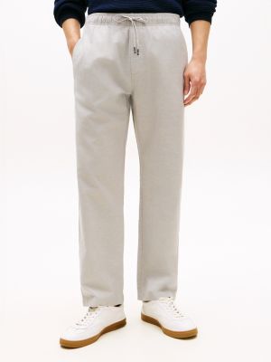 Cotton-Linen Blend Relaxed Pant, Sterling Grey