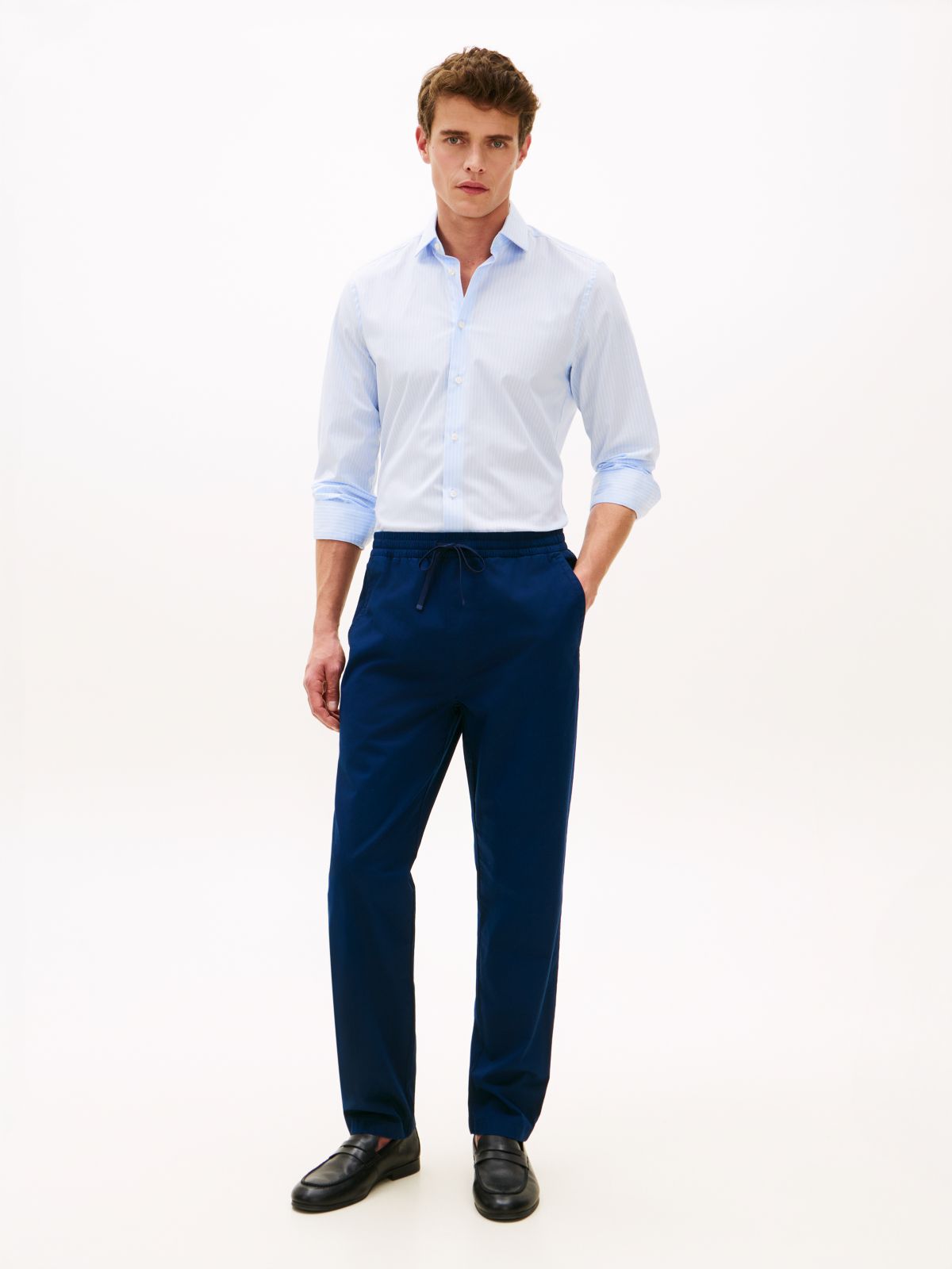 Stretch Cotton Pant — Light Navy