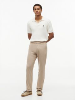 Elastic-Back Waistband Dobby Pant — Beige 2
