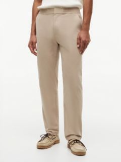 Elastic-Back Waistband Dobby Pant — Beige 1