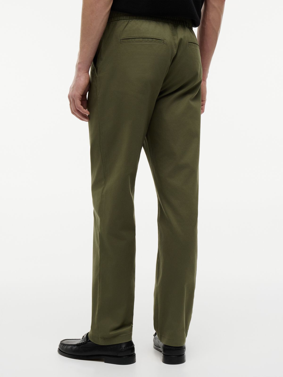 Elastic-Back Waistband Dobby Pant — Ghost Fern