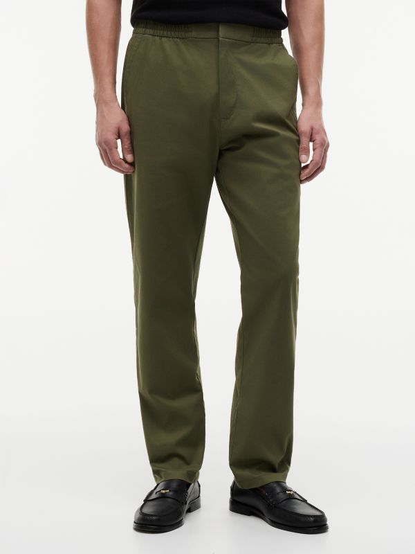 Elastic-Back Waistband Dobby Pant — Ghost Fern