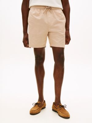 Regular Fit 7" Cotton-Linen Blend Short, Beige