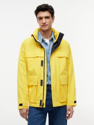 Hooded Mid-Length Jacket, Marigold Yellow