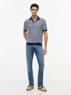 Short-Sleeve Stripe Waffled Sweater Polo | Tommy Hilfiger