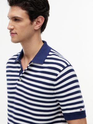 Short-Sleeve Stripe Waffled Sweater Polo | Tommy Hilfiger imagen 3