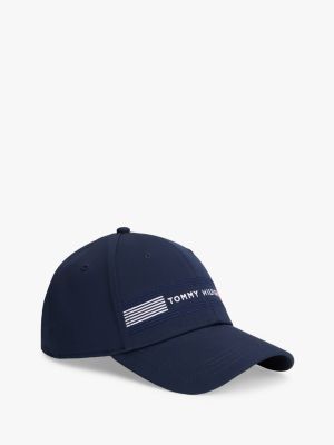 Embroidered Stripe-Flag Logo Sport Cap, Sky Captain