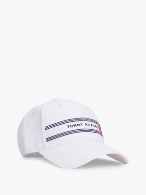 Embroidered Stripe-Flag Logo Sport Cap, Classic White