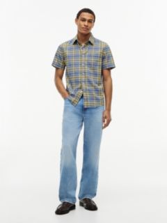 Regular Fit Plaid Linen-Blend Shirt — Brisk Blue Multi 2