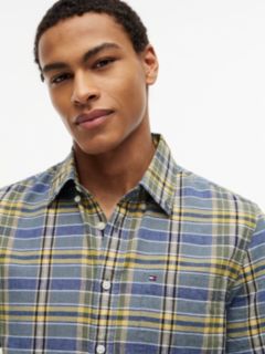 Regular Fit Plaid Linen-Blend Shirt — Brisk Blue Multi 3