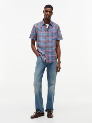 Мужские рубашки Tommy Hilfiger Regular Fit Plaid Linen-Blend Shirt — фото 2