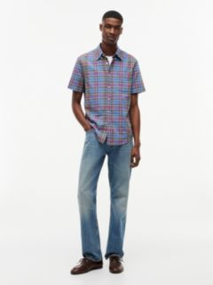 Regular Fit Plaid Linen-Blend Shirt — Blue Spell Multi 2