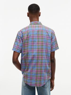 Мужские рубашки Tommy Hilfiger Regular Fit Plaid Linen-Blend Shirt — фото 4