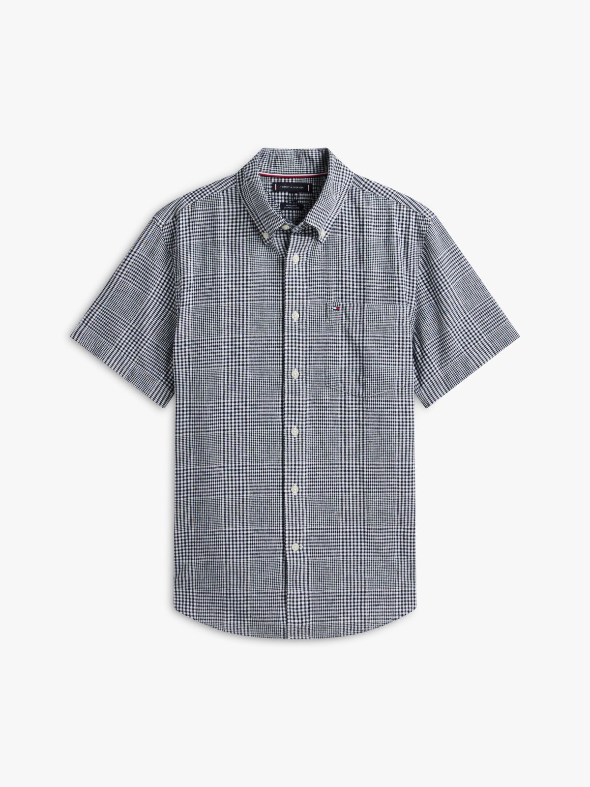 Regular Fit Glen Plaid Linen-Blend Shirt — Light Navy