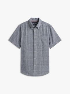 Regular Fit Glen Plaid Linen-Blend Shirt — Light Navy 5