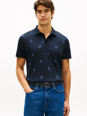 Regular Fit Monogram Interlock Polo, Navy