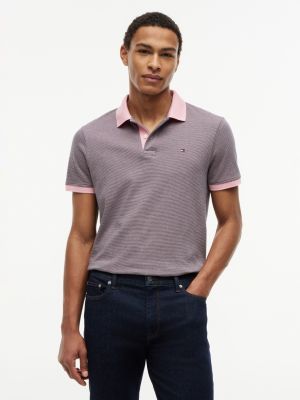 Regular Fit Stripe Interlock Polo, Iced Rose