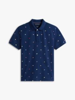 Regular Fit Allover Flag Pique Polo — Light Navy 5