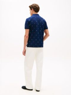 Regular Fit Allover Flag Pique Polo — Light Navy 4