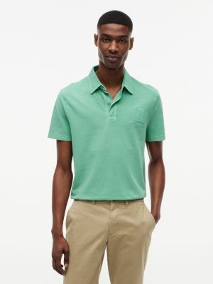Regular Fit Garment-Dyed Crest Polo, Fort Green