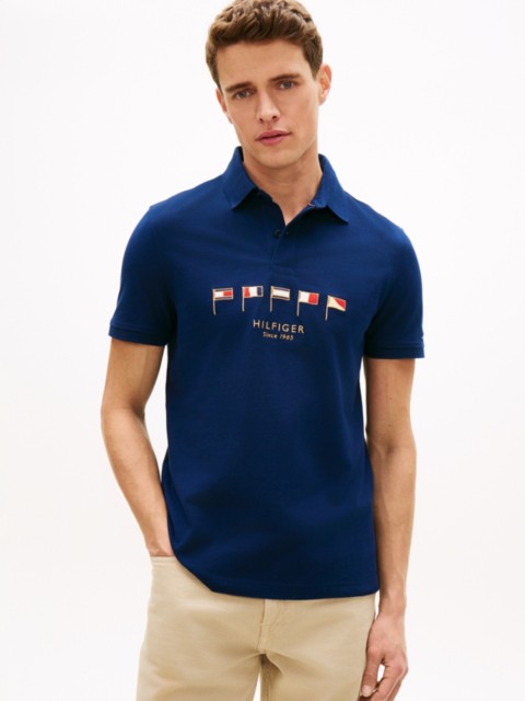 Мужские топы Tommy Hilfiger Regular Fit Nautical Flag Pique Polo