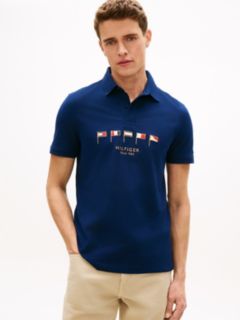 Regular Fit Nautical Flag Pique Polo — Light Navy 1