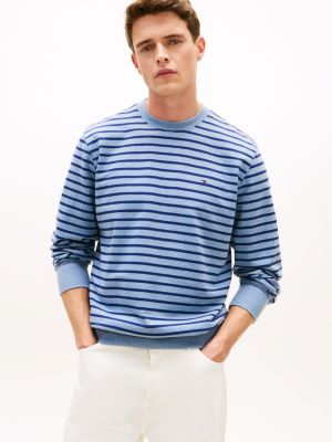 Stripe Terry Crewneck Sweatshirt, Blue