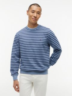 Striped Terry Crewneck Sweatshirt — Blue 1