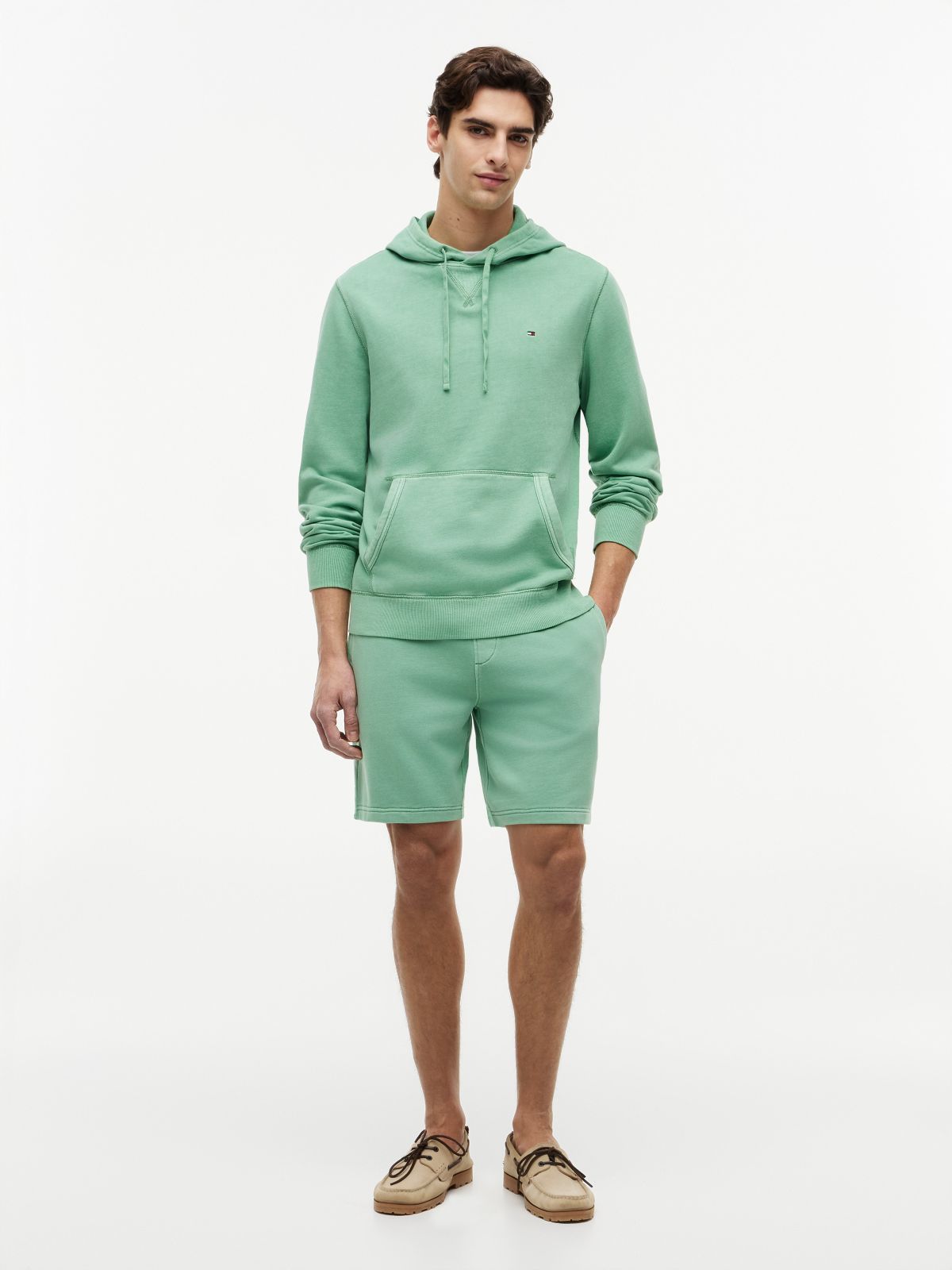 Garment-Washed Terry Hoodie — Fort Green