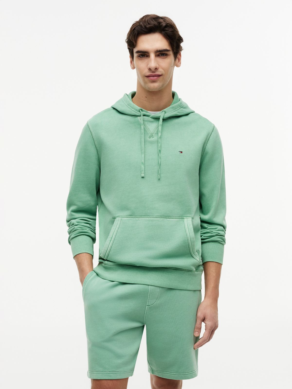 Garment-Washed Terry Hoodie — Fort Green