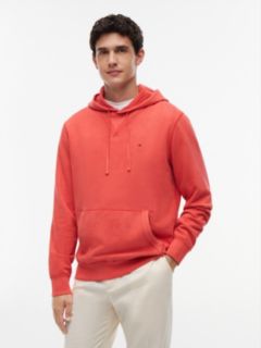 Garment-Washed Terry Hoodie — Coral 1